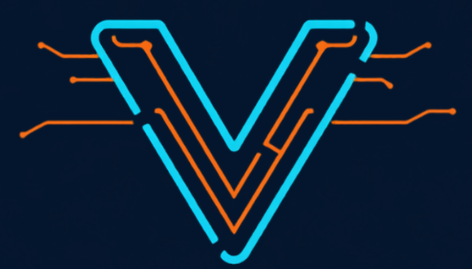 Velocity AI angular V mark in cyan and orange